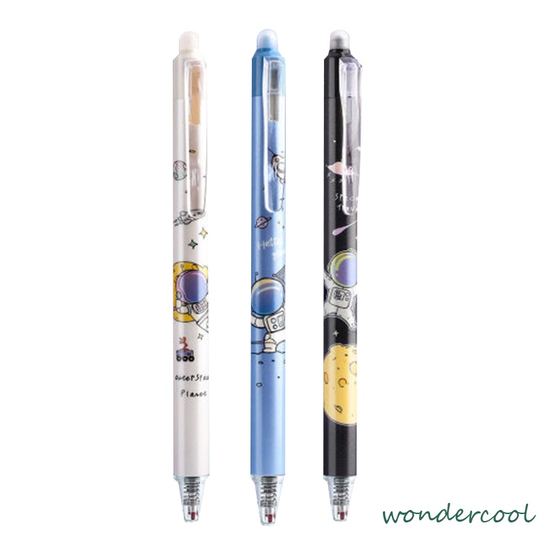 Pulpen Gel Desain Astronot Warna Biru Hitam Mudah Dihapus Stationery Accessories-Won