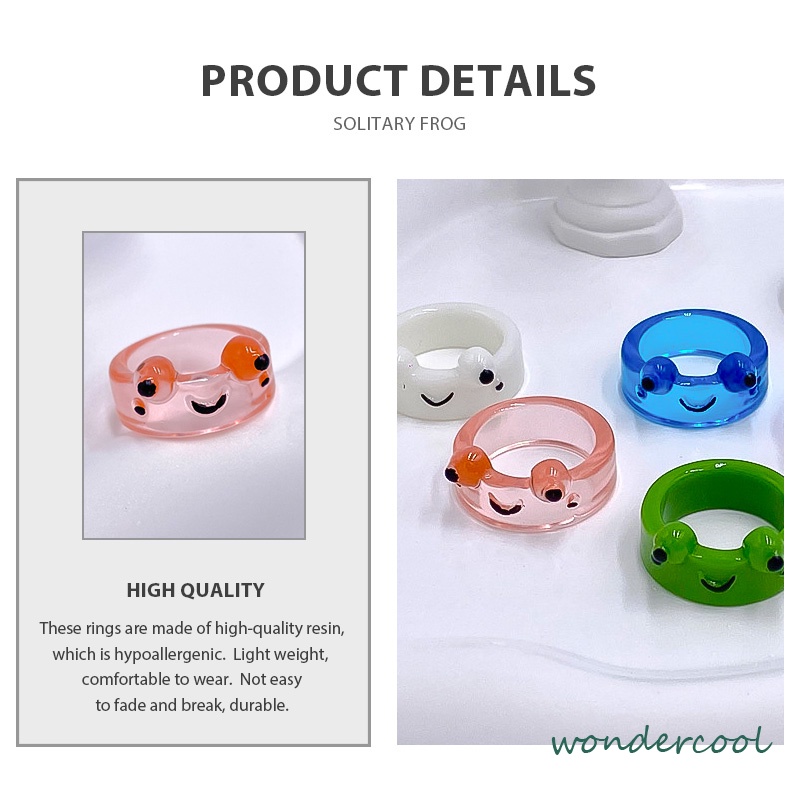 Katak Resin Cincin Warna-warni Kepribadian Hewan Kartun Cincin Jari Lucu-Won