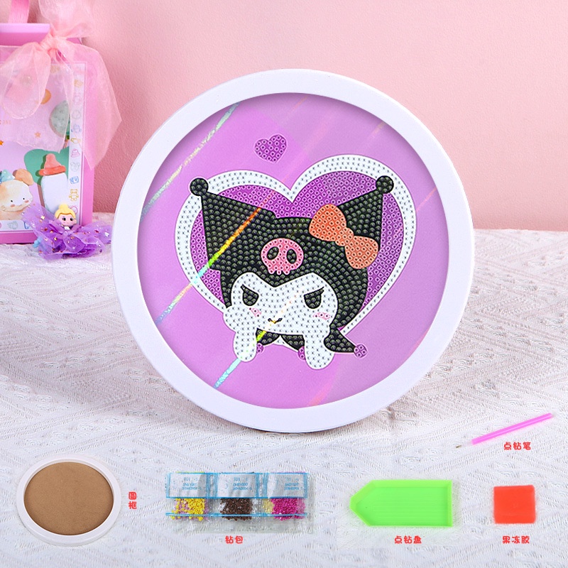 Anak DIY Lukisan Berlian Kartun Kuromi Stiker Berlian Melody puzzle Anak handmade
