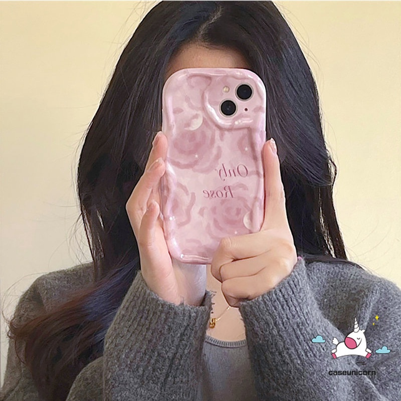 Casing Anti Guncangan Lembut Untuk Redmi10 A2 9 A1 9T 10C 9C NFC 10A 9A Redmi Note8 12 9 11 10s 11s 10 Pro Max 10Pro POCO M3 Pink Rose Fresh Flower 3D Wavy Curved Edge Flowers Case