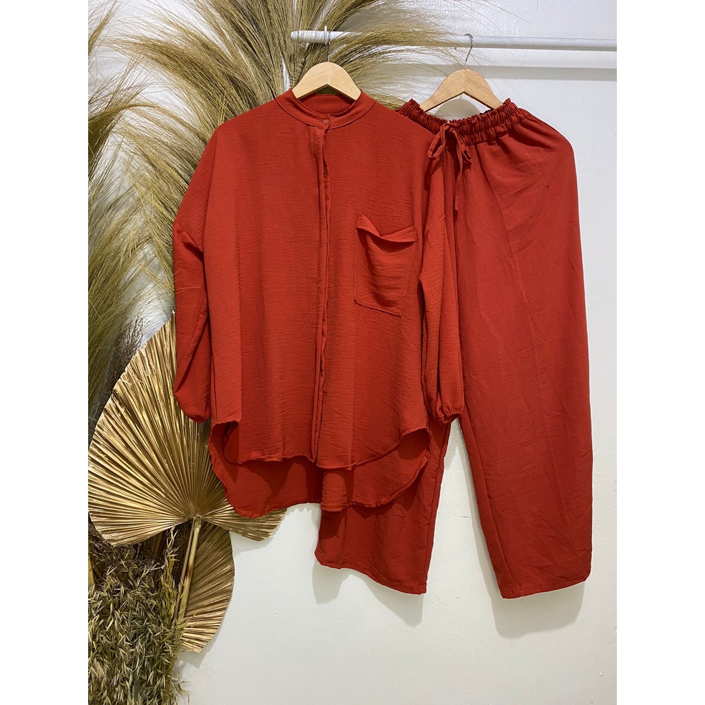 BEFAST - ZFF OOTD WANITA SETELAN NADA / Oneset blouse Camelia Kulot jumbo / Pakaian Casual Wanita / Setelan Polos Terlaris / Outfit Daily Wanita Hijab / Set Atasan Lengan Panjang+Celana Panjang / Fashion Wanita Remaja ABG
