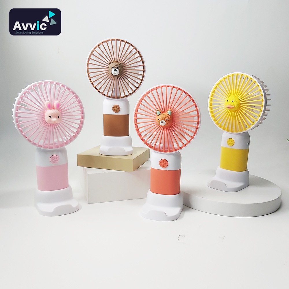 AVVIC DD5645 Kipas Angin Genggam Portable Mini Handheld Desktop Fan USB Rechargeable with Holder