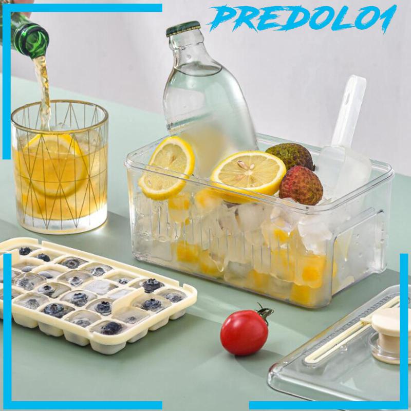[Predolo1] Ice Cube Tray Tipe Press Reusable Hemat Tempat Untuk Minuman Freezer Chilling