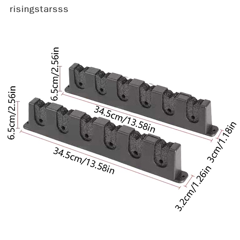 Rsid Span-new Tempat Pancing Stand Kit 6lubang Plastik ABS Hitam Tahan Aus Tahan Lama Horizontal Rak Tiang Dinding Jelly