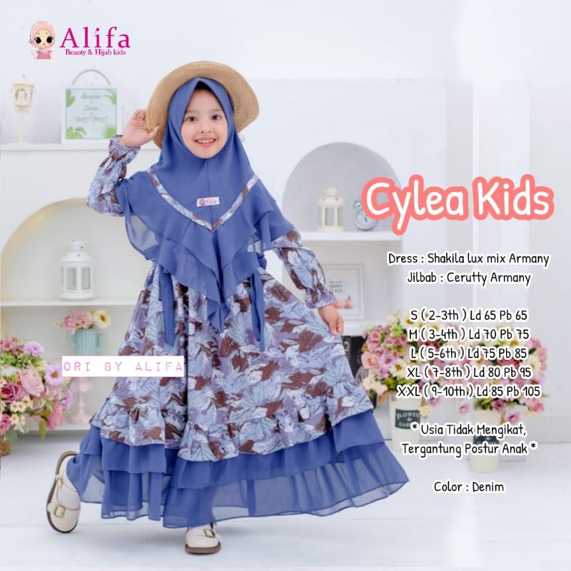 CYLEA SYARI KIDS ORI ALIFA KIDS | Dress+jilbab Anak