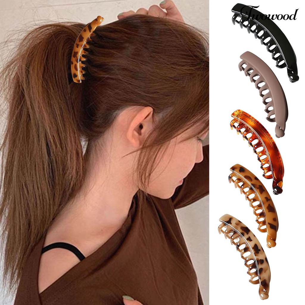 Twowood Ponytail Holder Cross Teeth Anti-slip Ringan Portable Warna Kontras Rambut-Memperbaiki Tepi Halus Curled Ponytail Barrette Aksesoris Rambut