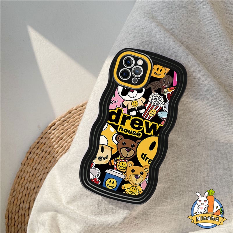 Casing Hp Kompatibel Untuk iPhone14 13 12 11 Pro Max X Xr Xs Max8 7 6 6s Plus Se2020Keren Kartun Smiley Face Wave Edge Silicone Soft Phone Case Shockproof Lembut Tpu Penutup Belakang