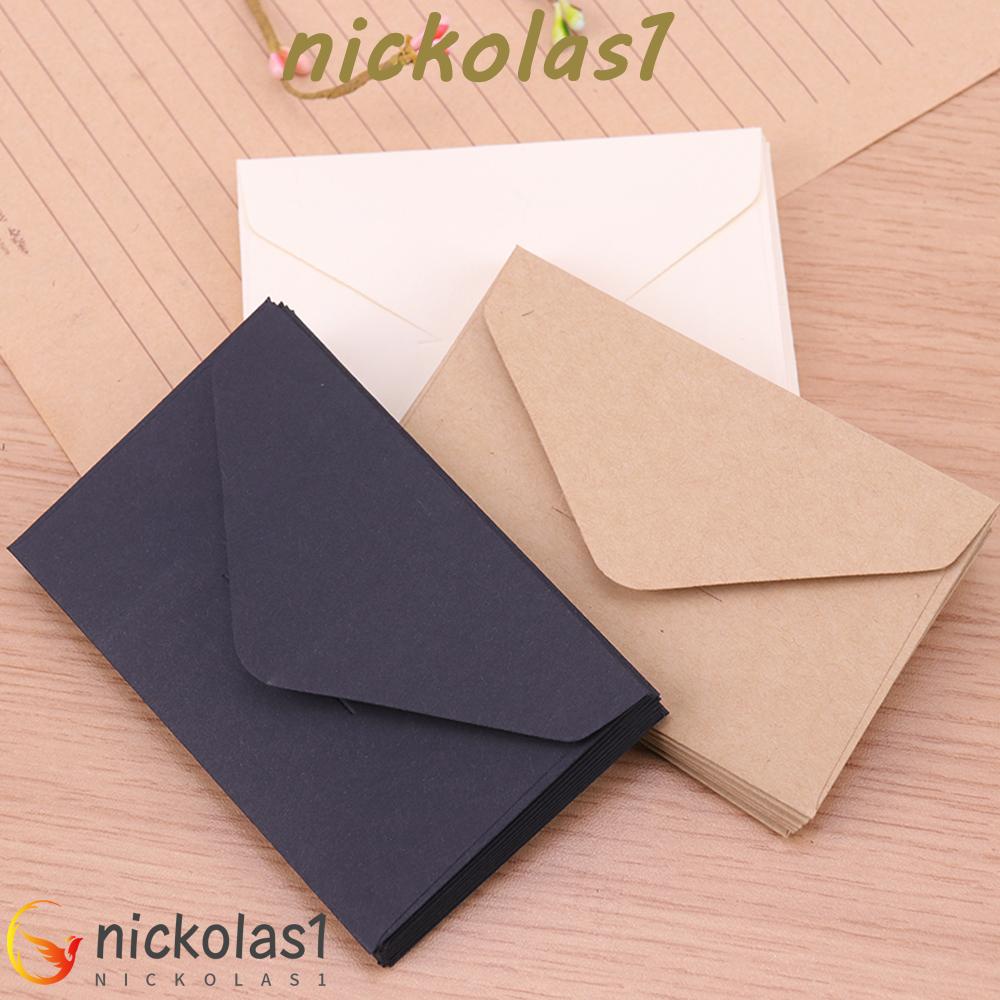 Nickolas1 Amplop Kertas Stationary Hitam Kosong Mini Kraft Paper Klasik Kartu Pesan Amplop Undangan