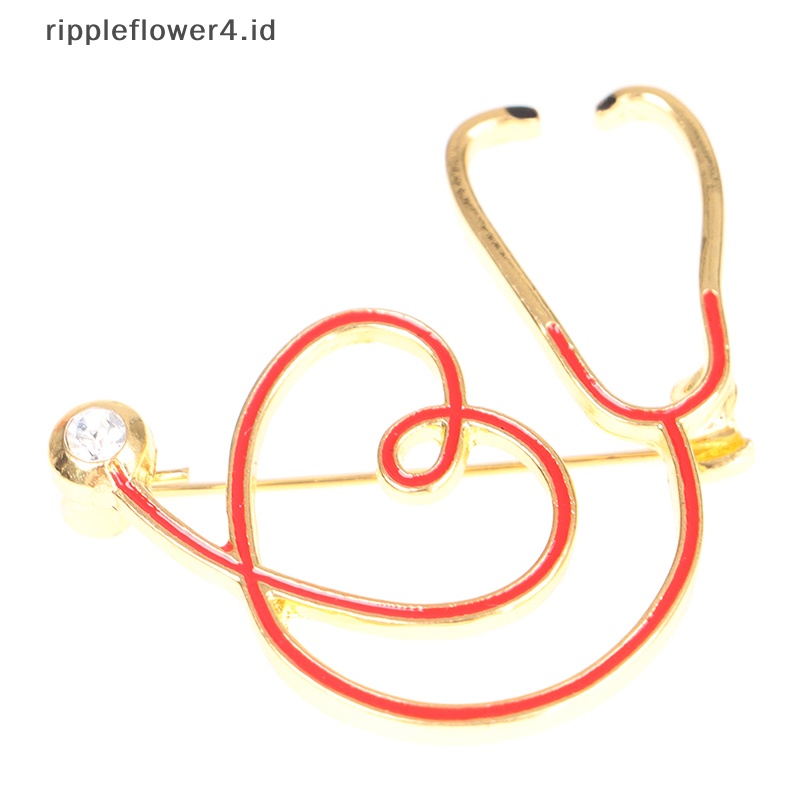 {rippleflower4.id} 1pc Bros Obat Electrocardiogram Pin Berbentuk Hati Bros Dokter~