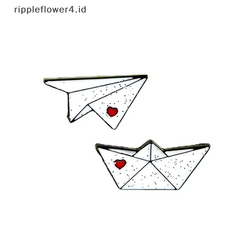 {rippleflower4.id} Pesawat Kertas Perahu Enamel Pin Cinta Bros Kerah Pin Baju Tas Pesawat Feri Lencana Mini Perhiasan Hadiah~