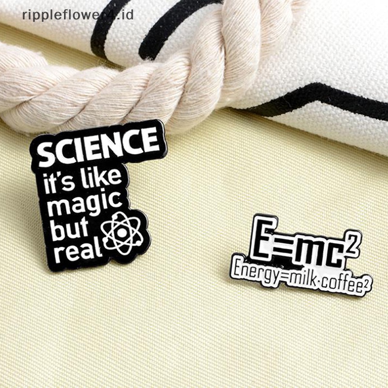{rippleflower4.id} 1pc Science is Magic Enamel Pin Bros Tas Kerah Pin Hitam Putih Badge Jewelry~