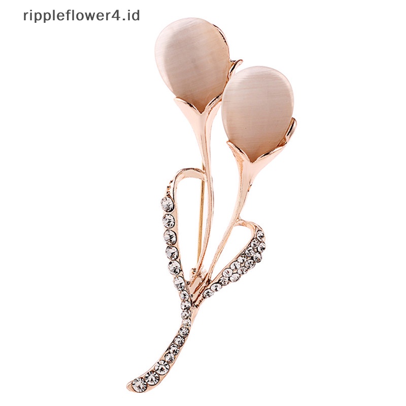 {rippleflower4.id} Opal Bros Pin Berlian Imitasi Kristal Pernikahan Pengantin Buket Bros Perhiasan Hadiah Bros Kristal Bunga Tulip Antik Setelan Pakaian Pin Aksesoris Wanita Jewelr