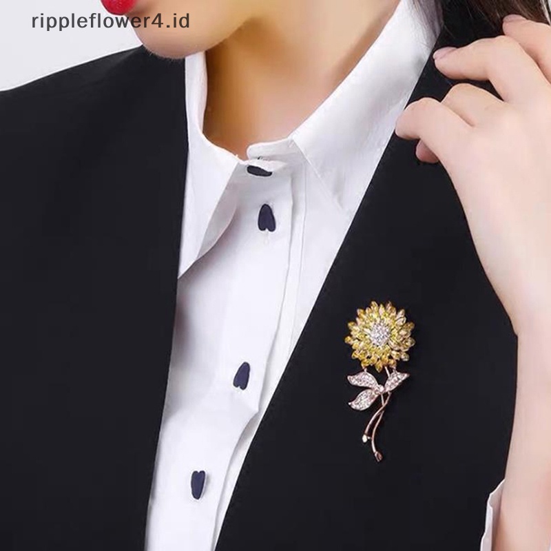 {rippleflower4.id} 1pc Bunga Matahari Bros Wanita Pria Bunga Pernikahan Kantor Bros Pin Hadiah~