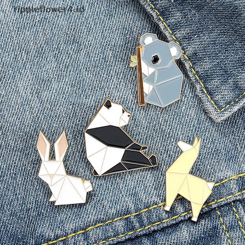 {rippleflower4.id} Pin Enamel Hewan Panda Koala Alpaka Kelinci Bros Tas Pakaian Kerah Pin Lencana~