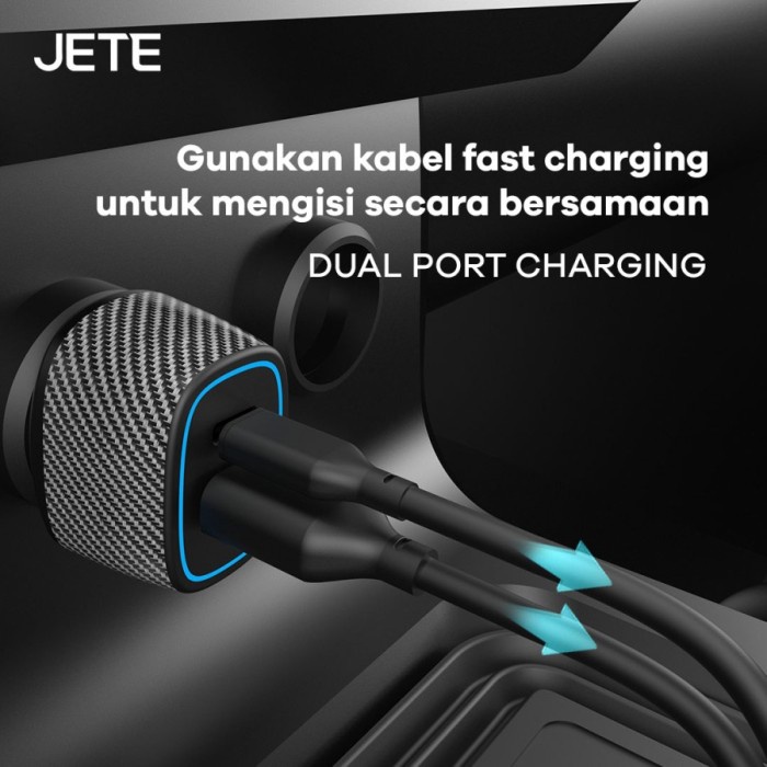 JETE J7 Car Charger Fast charging 69W Type C PD &amp; QC 3.0 - Garansi 2th