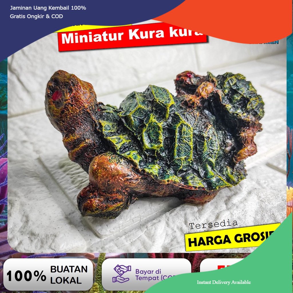 dekorasi aquarium kura kura, hiasan aquarium kura kura, dekorasi aquarium fiber kura kura, hiasan aq
