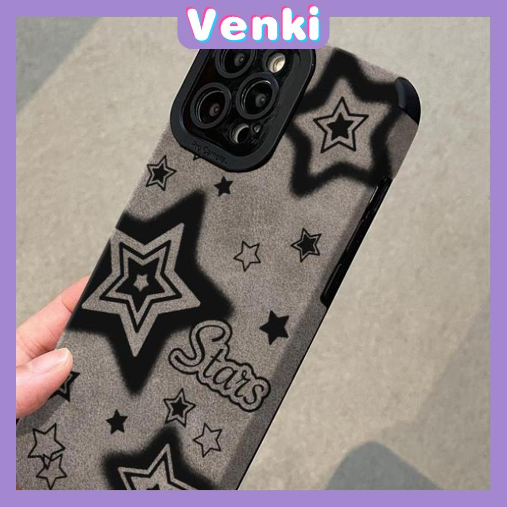 VENKI - Untuk iPhone 11 Case Leather Leather Pupil Eyes Suede Phone Case Soft Shockproof Airbag Protection Camera Simple Blinking Stars Kompatibel dengan iPhone 14 13 Pro max 12 xr