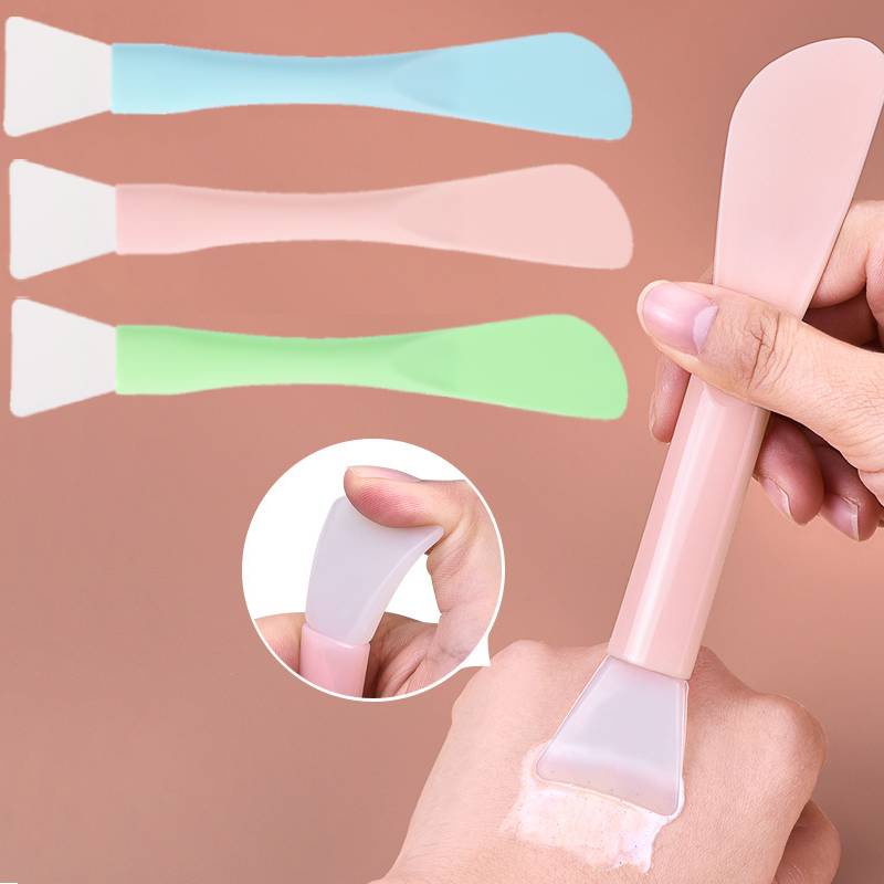 [Unggulan] Profesional Reusable Facial Beauty Skin Care Tools Alat Kecantikan Double-Ended Silicone Mask Brush Lembut Kepala Datar Mud Mask Aplicator Brushes Dual-use Mud Film Brush