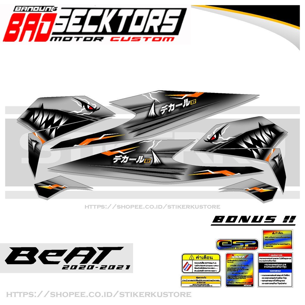 STRIPING BEAT DELUXE / STREET NEW / ESP / FI NEW /STIKER / STICKER SHARK / BEAT STOCK DECAL 2021
