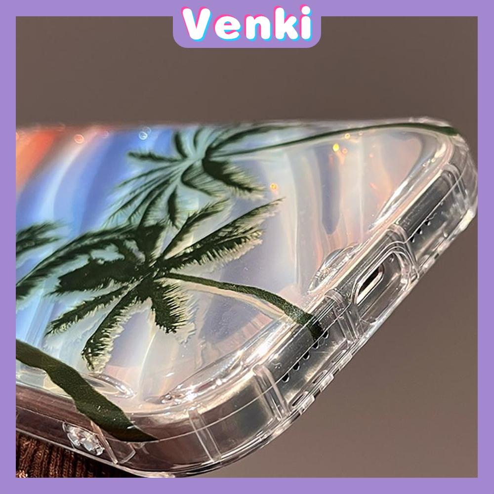 VENKI - Untuk iPhone 11 iPhone Case Laser Reflektif Bening Phone Case TPU Soft Shockproof Airbag Phone Case Summer Coco Kompatibel dengan iPhone 14 13 Pro max 12 Pro Max XR XR 7 8Plus