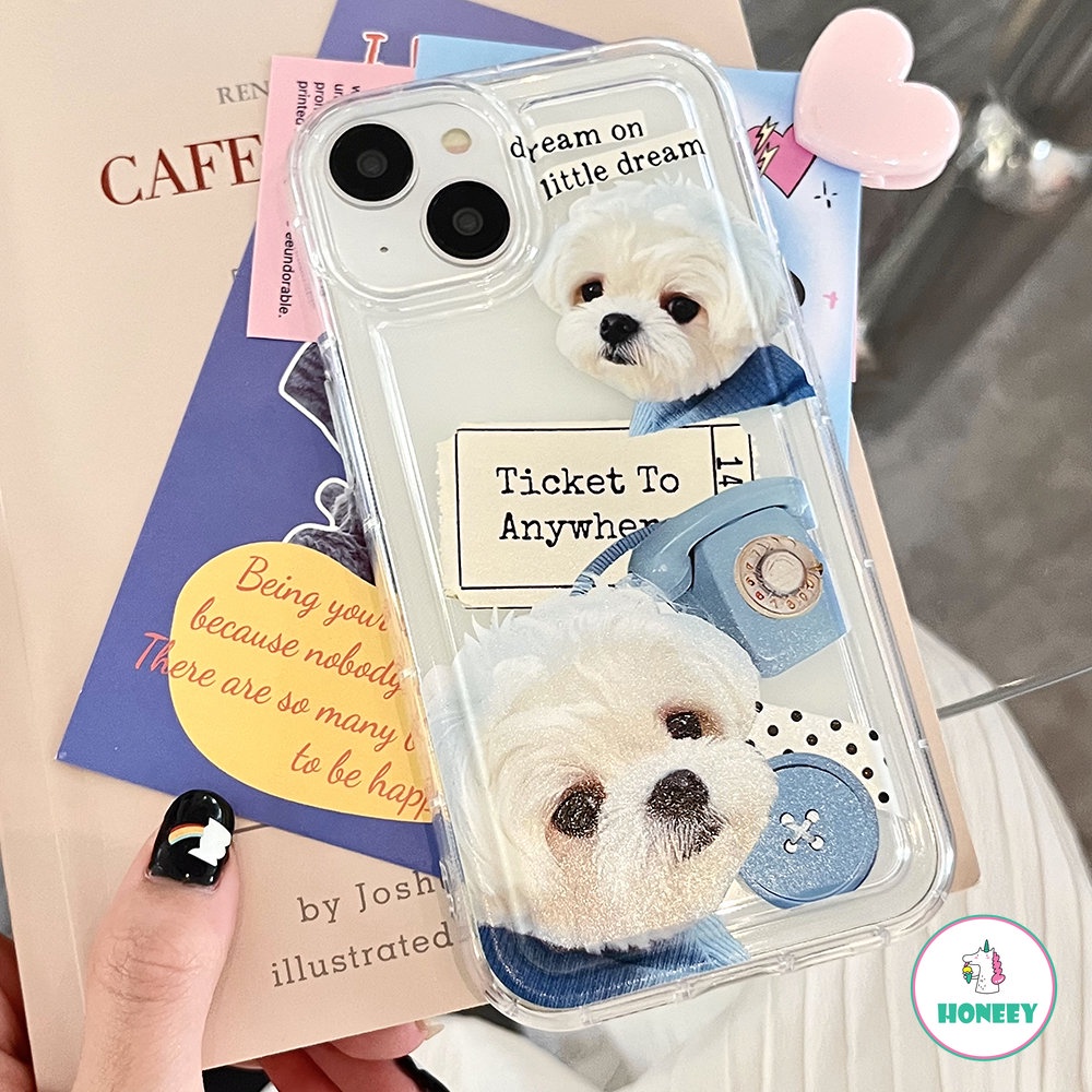 Furry Puppy Case Lucu Untuk Iphone14 13 12 Pro Max Casing iPhone 11 Pro Max XR XS 7 8plus Airbag Shockproof Soft Back Cover