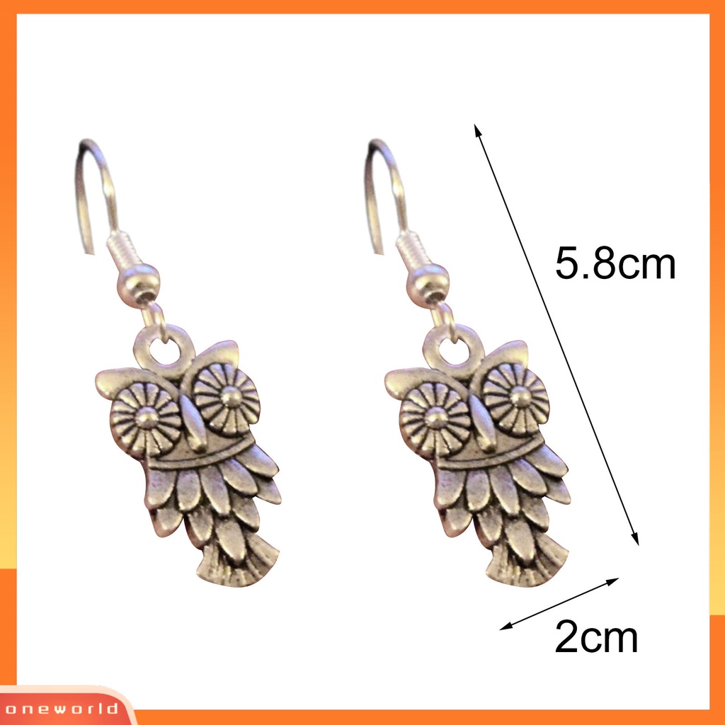 [WOD] 1pasang Tindik Compact Wanita Anting Paduan Seng Bentuk Burung Hantu Bohemian Hook Earrings Perhiasan Aksesoris