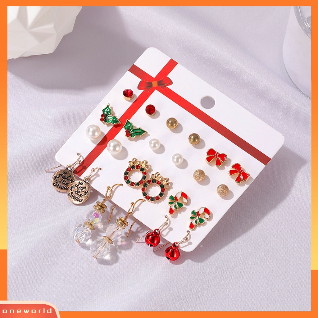 [WOD] 12pasang Anting Natal Warna-Warni Indah Bell Elk Stud Earrings Untuk Tahun Baru