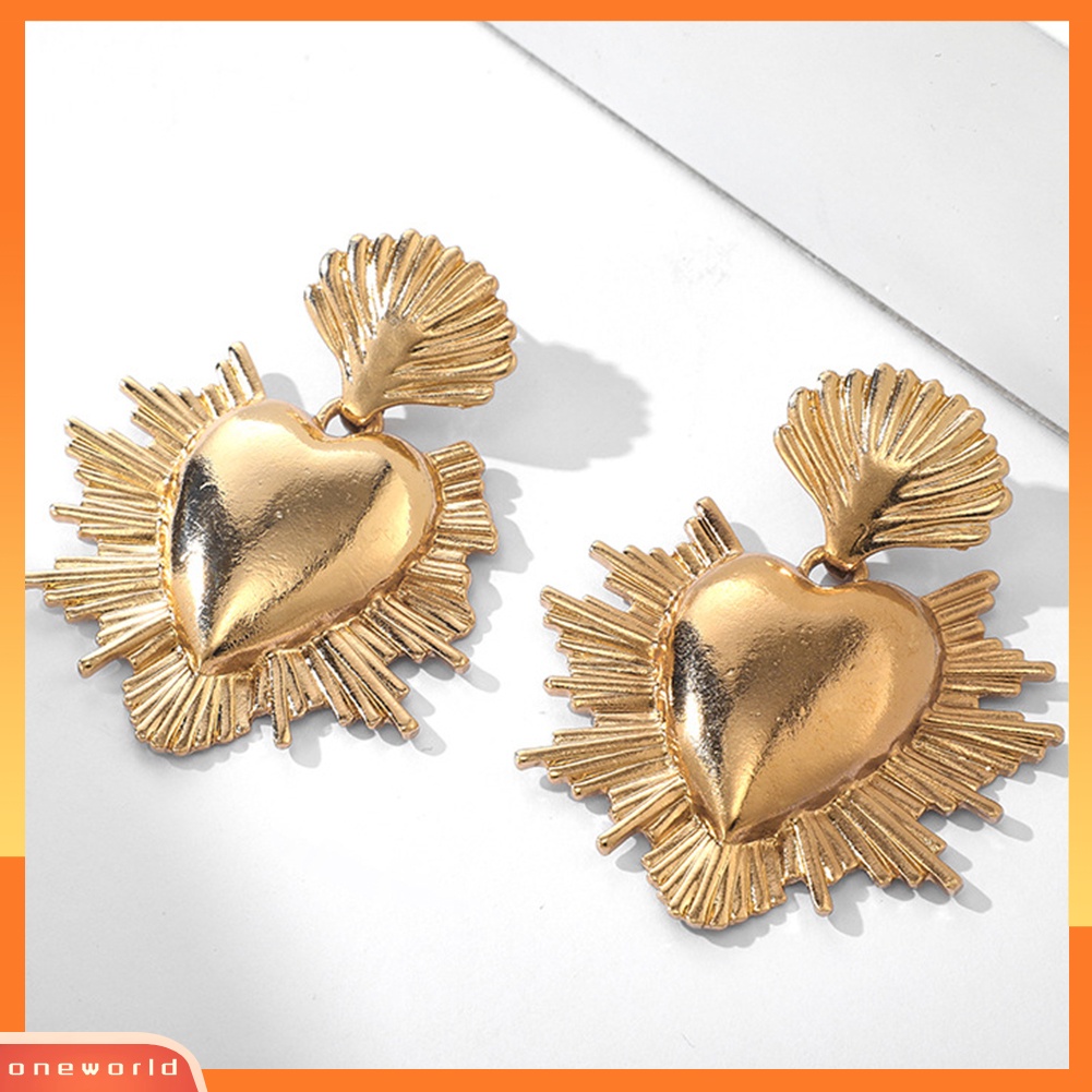 [WOD] Fashion Wanita Paduan Hati Timbul Liontin Anting Pernyataan Perhiasan Hadiah