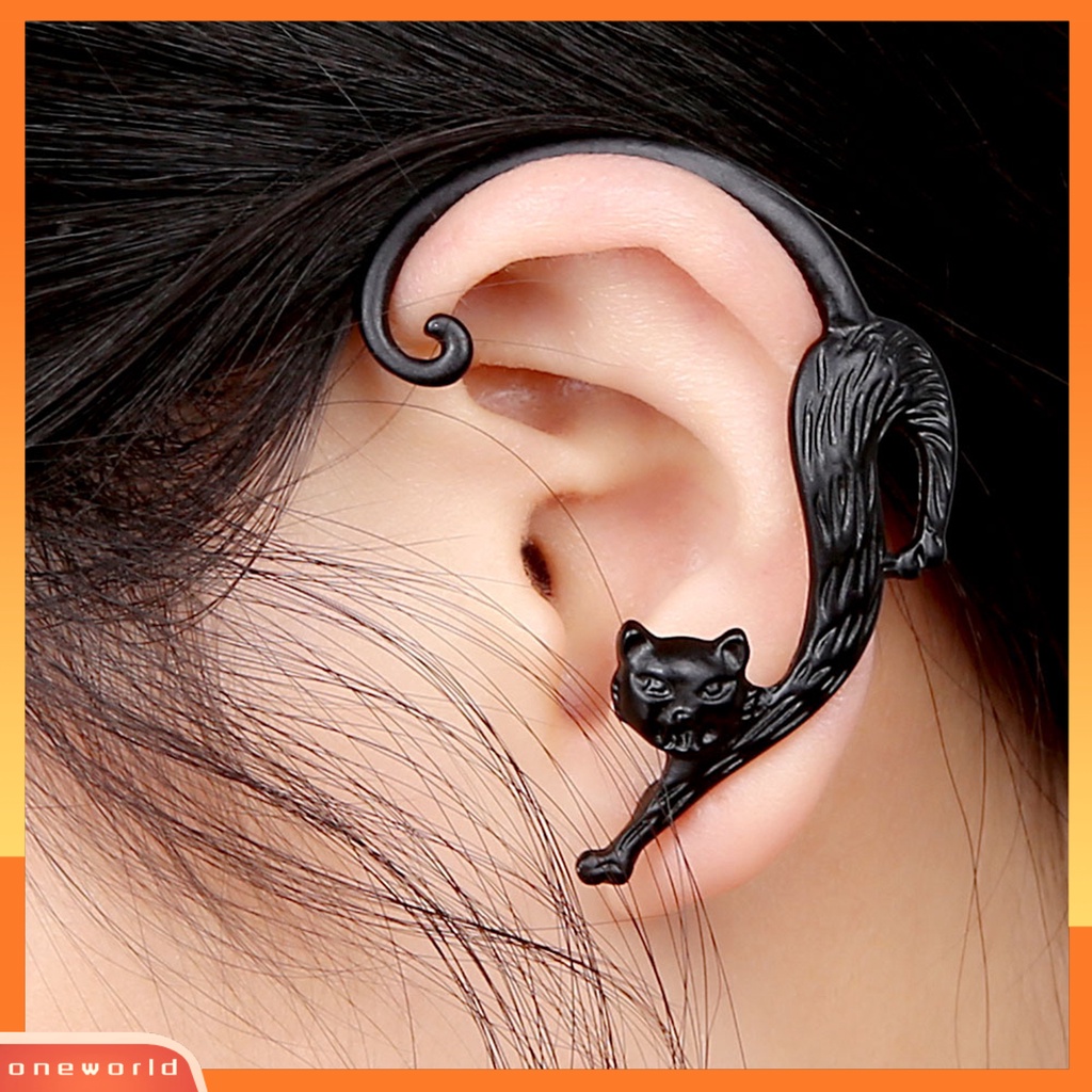 [WOD] Vintage Enchanting Kitten Ear Hook Earrings Aksesoris Perhiasan Ekor Kucing Stereo