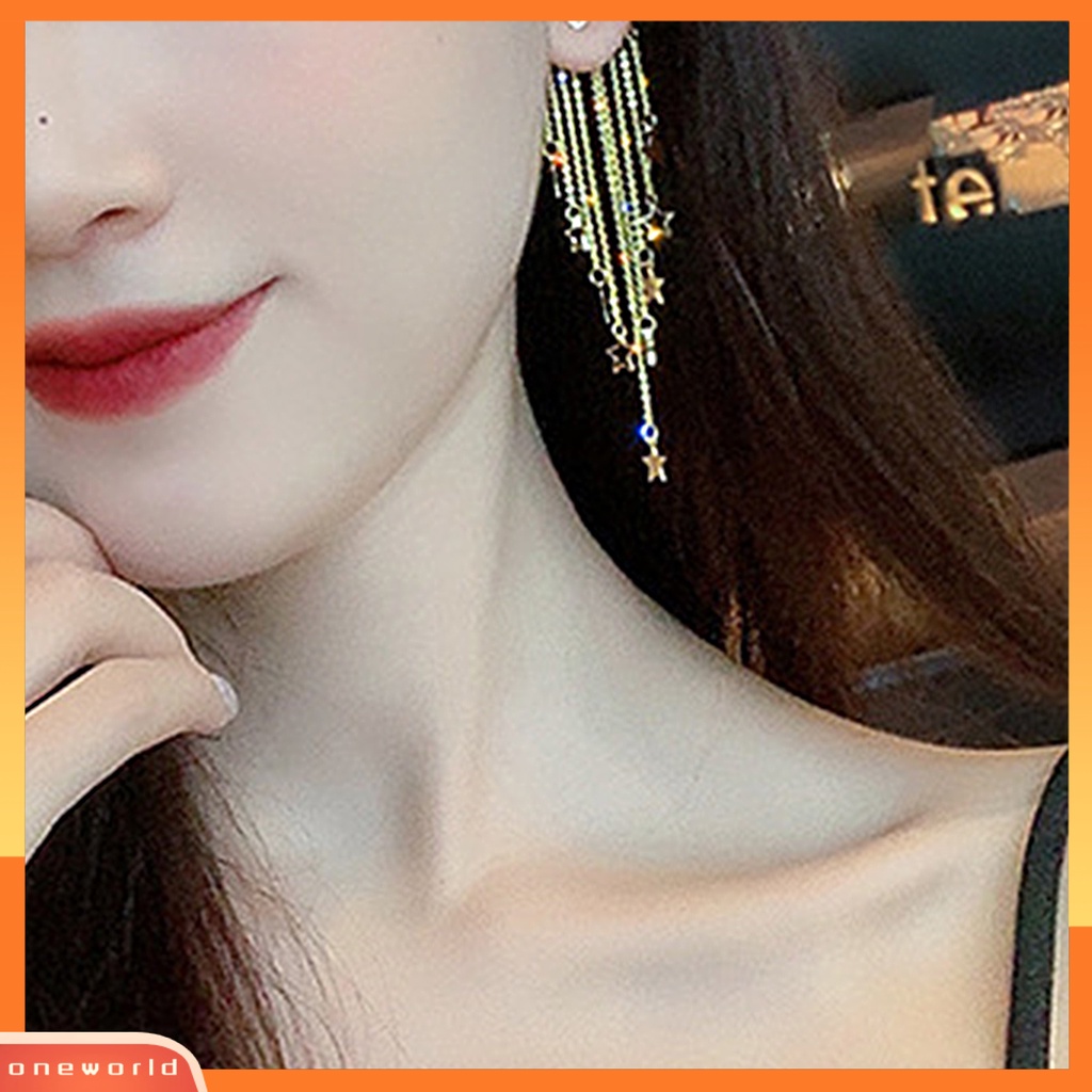 [WOD] 1pasang Anting Tusuk Telinga Berlebihan Hias Geometris Bintang Berujung Lima Drop Earrings Untuk Kehidupan Sehari-Hari