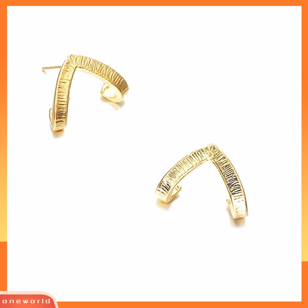 [WOD] Wanita V Shaped Ear Studs Anting Minimalis Pesta Perhiasan Hadiah Ulang Tahun