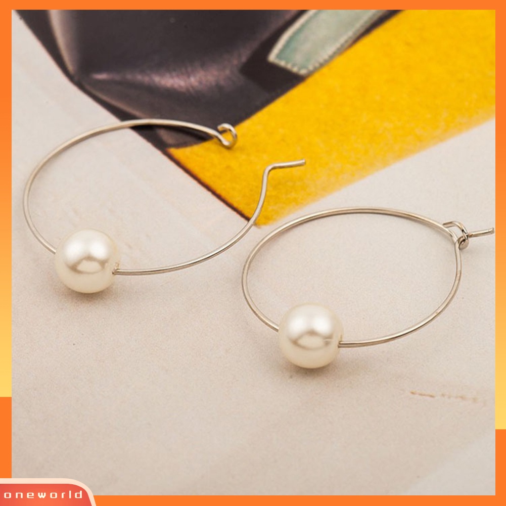 [WOD] Fashion Wanita Mutiara Imitasi Pesona Huggie Hoop Earrings Pesta Perhiasan Hadiah Ulang Tahun