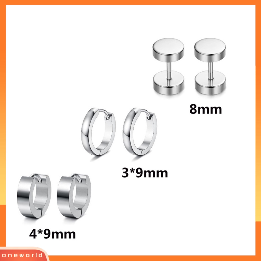 [WOD] 6pasang Anting Jepit Telinga Gaya Berlian Imitasi Hias Stainless Steel Tahan Aus Untuk Harian