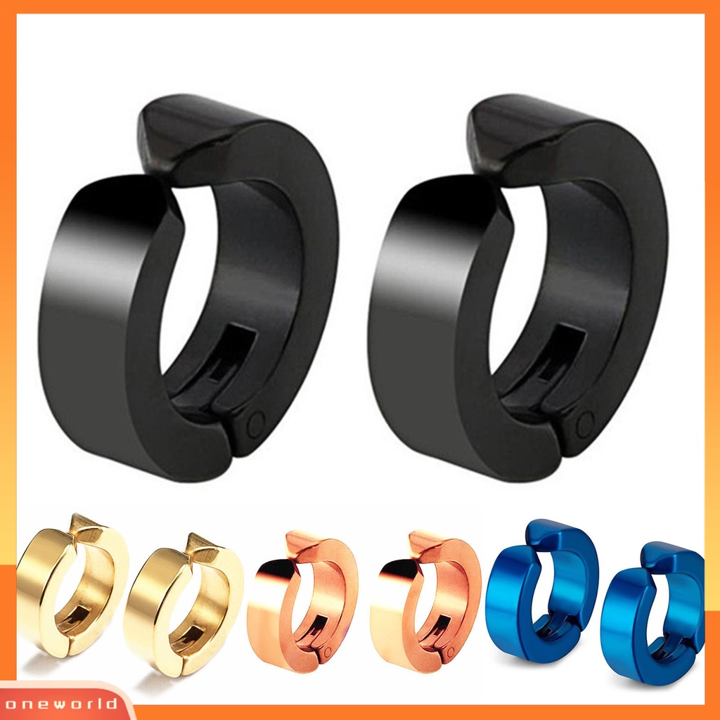 [WOD] 2pcs Anting Huggie Anti Alergi Anti-Oksidasi Stainless Steel Non-Piercing Earrings Ear Clip Untuk Pesta