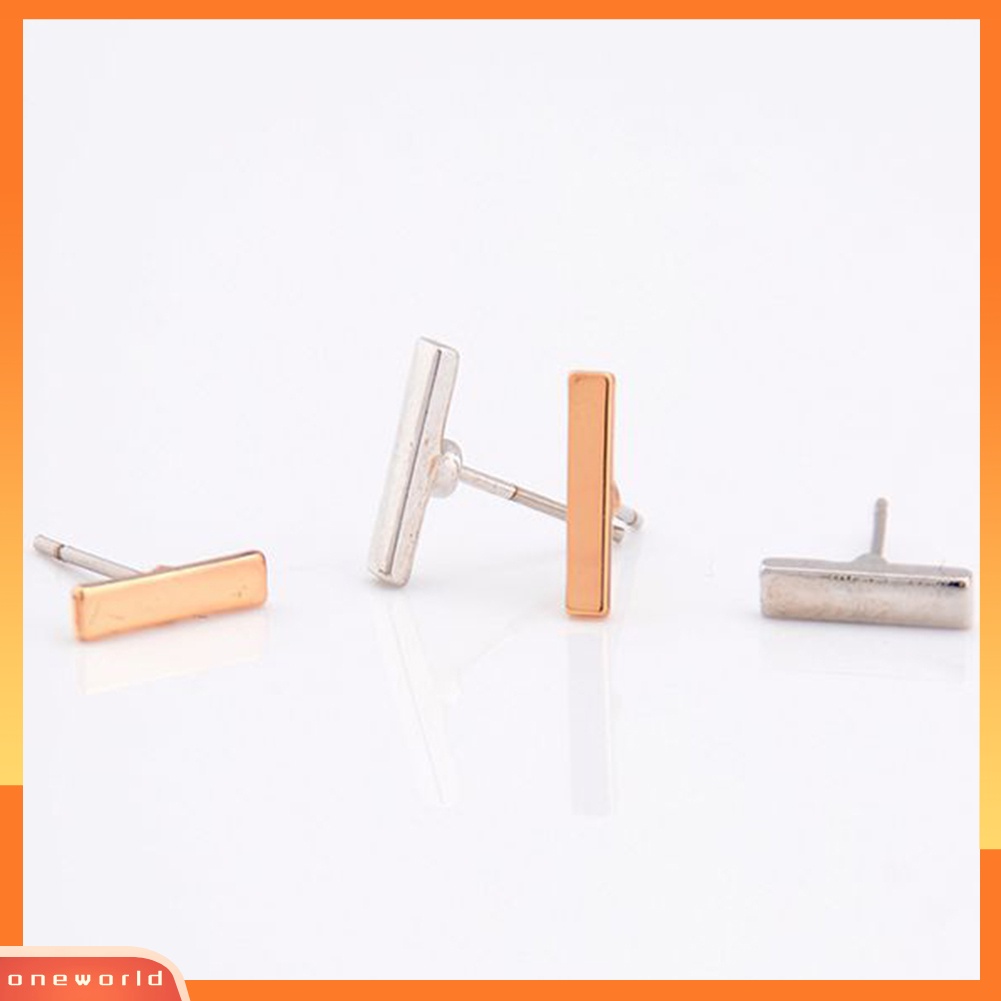 [WOD] Wanita Pria Fashion T Bar Alloy Ear Stud Earrings Pesta Perhiasan Hadiah Ulang Tahun