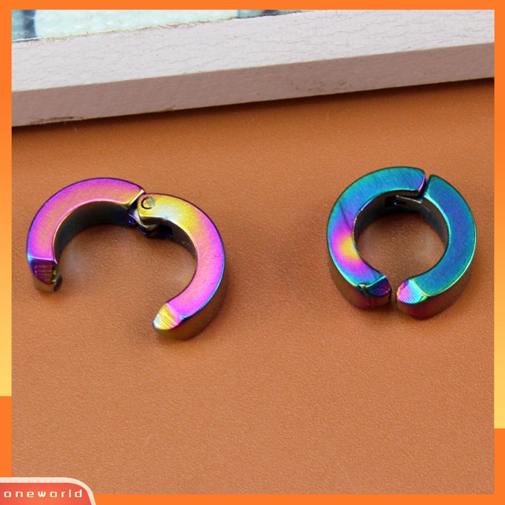 [WOD] 2pcs Punk Unisex Stainless Steel Non-Piercing Klip On Cuff Hoop Earrings Jewelry