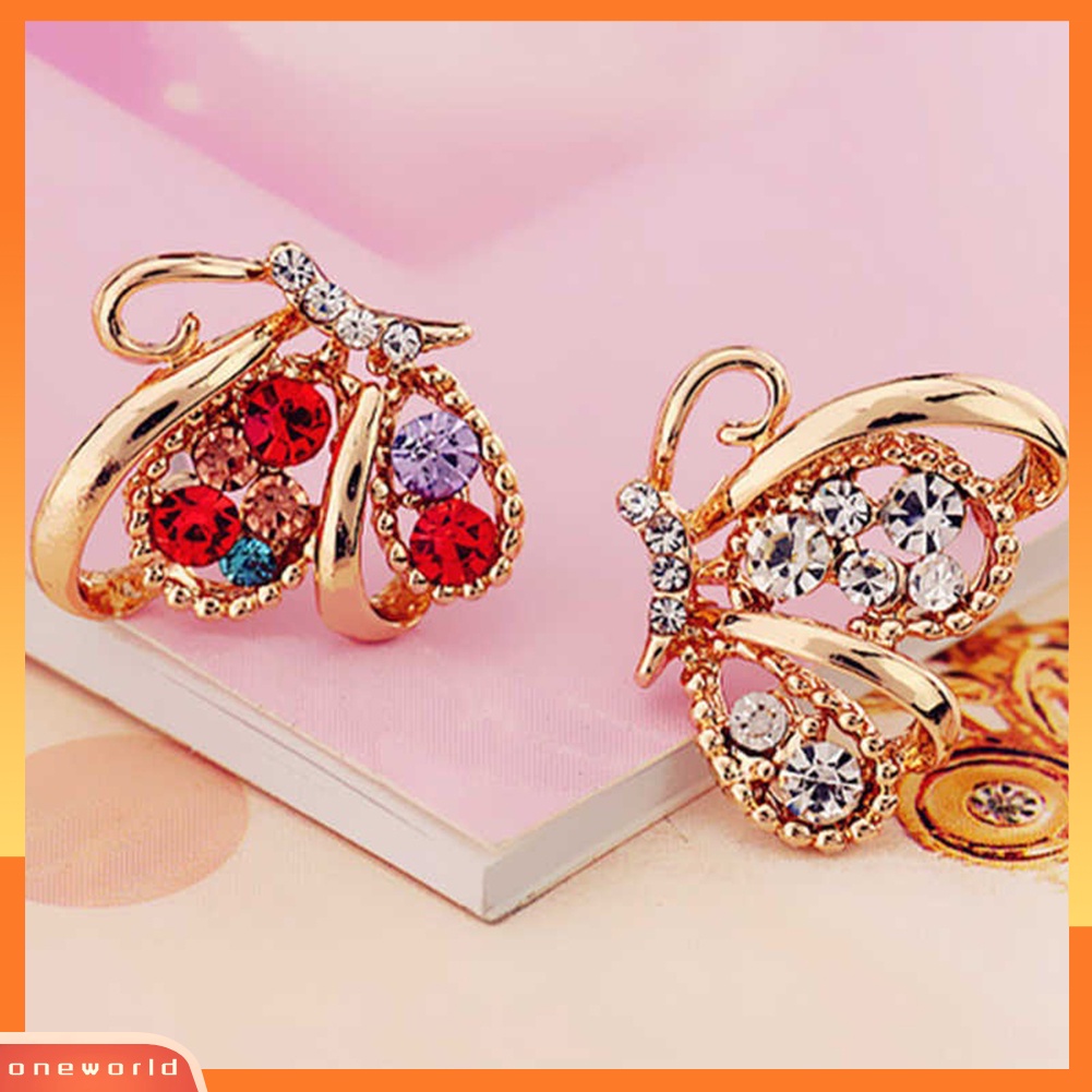 [WOD] Fashion Wanita Berlian Imitasi Bentuk Kupu-Kupu Stud Earrings Selebriti Eardrop Perhiasan