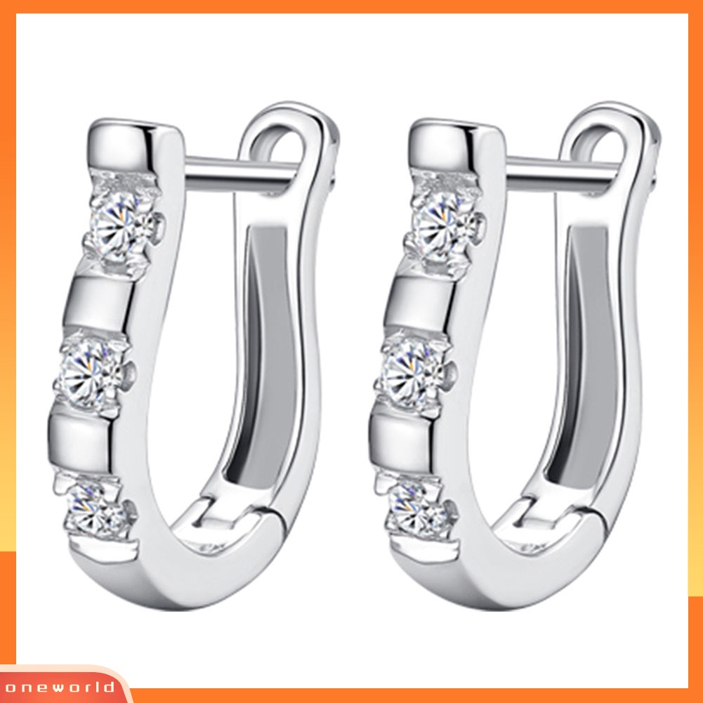 [WOD] Fashion Wanita Cubic Zirconia Hias Harp Huggie Anting Tindik Perhiasan Hadiah