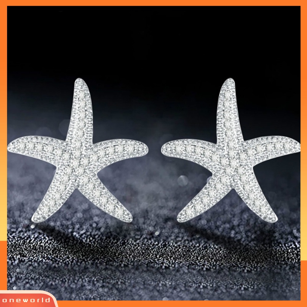 [WOD] Trendi Bintang Laut Cubic Zirconia Ear Studs Earrings Wanita Perjamuan Perhiasan Hadiah