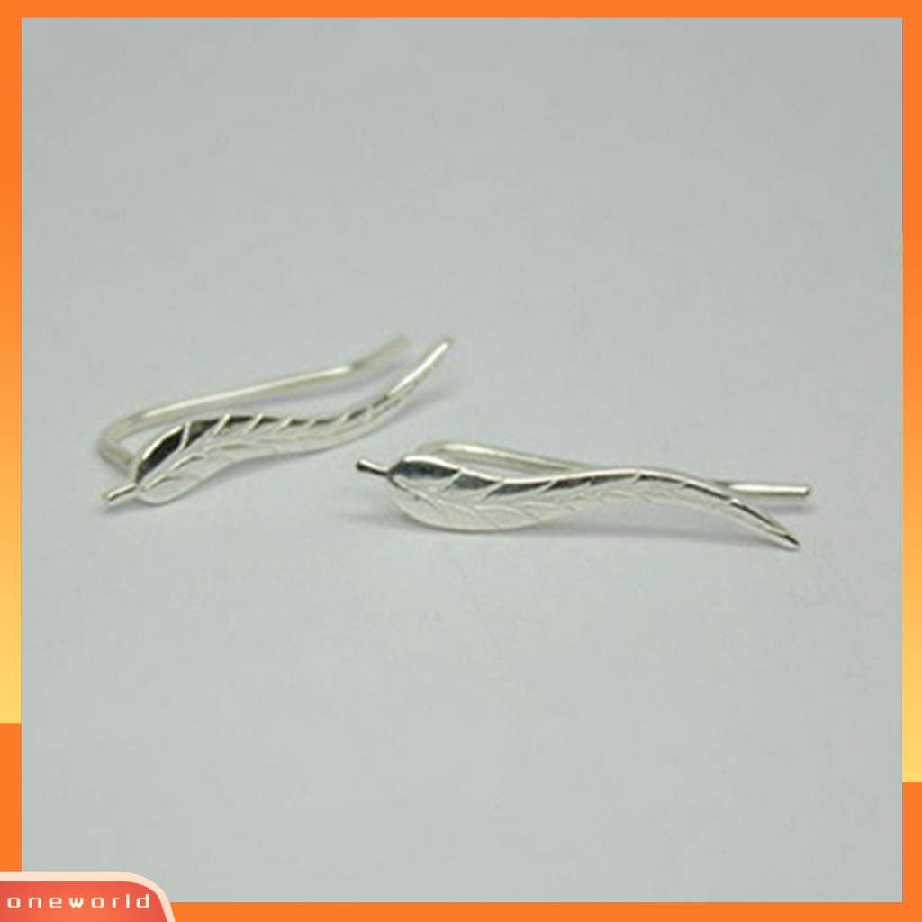 [WOD] 1pasang Anting Tusuk Telinga Bentuk Daun Bahan Alloy Indah Fashion Stud Untuk Wanita