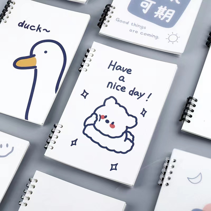 Buku Vivid Lose Leaf Binder A5 60 Halaman Warna PastelA5 Spiral Buku Bulk Coil Notebook Buku Pegangan Siswa Transparan Shell Cover Kartun Lucu Sederhana