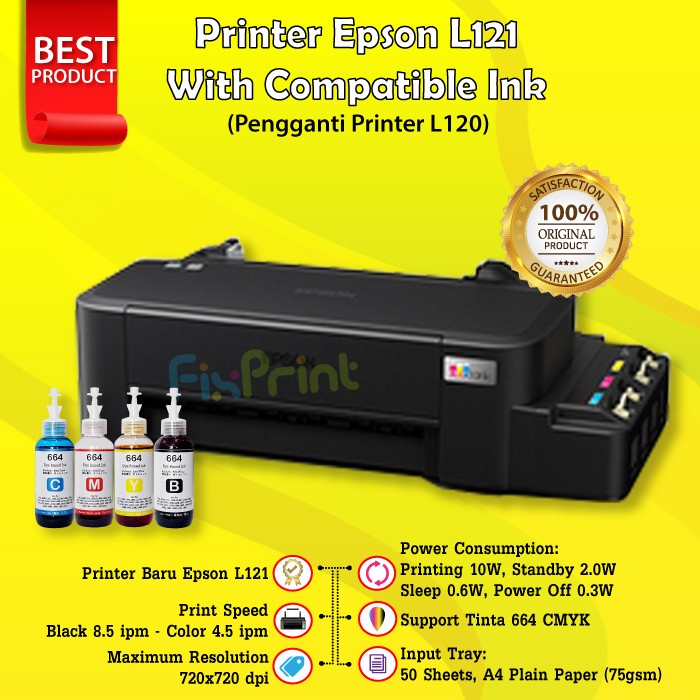 PRINTER EPSON L120 Hitam Print Warna Infus Modif Ink tank Pabrik RESMI