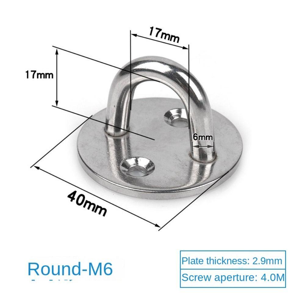 AUGUSTINA 6mm Plat Mata 4Pcs Gantungan Oblong Plat Mata Memperbaiki Gesper Oval Pintu Gesper Staple Ring Mount Hook Marine Hardware Rigging Sekrup Desain Berbentuk U