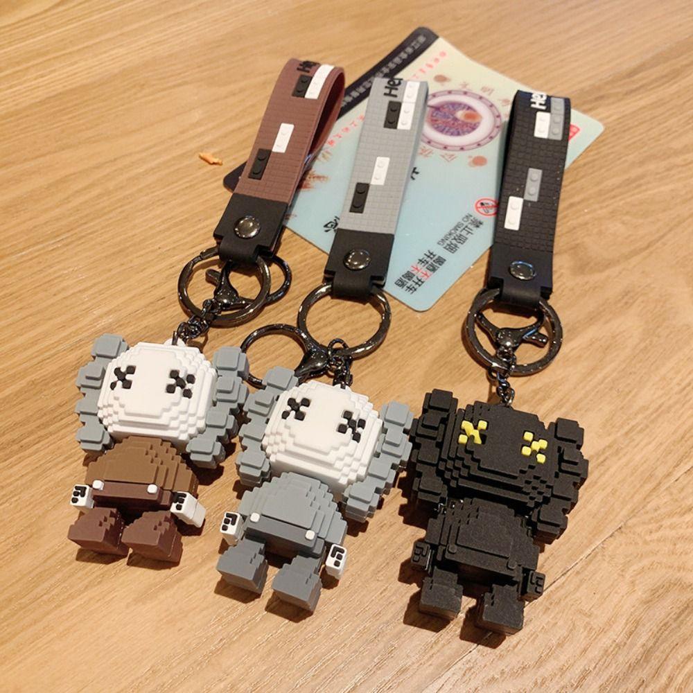 Needway Beruang Kekerasan Gantungan Kunci Kreatif Kawaii Aksesoris Liontin Ornamen Perhiasan Blok Bangunan Keyring