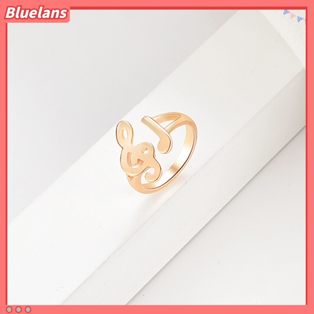 [BLS] 2pcs Cincin Terbuka Electroplating Diproses Desain Pembukaan Berlubang Tahan Tarnish Briliant Finishing Jari Perhiasan Alloy Musik Note Adjustable Cincin Pakaian Pesta