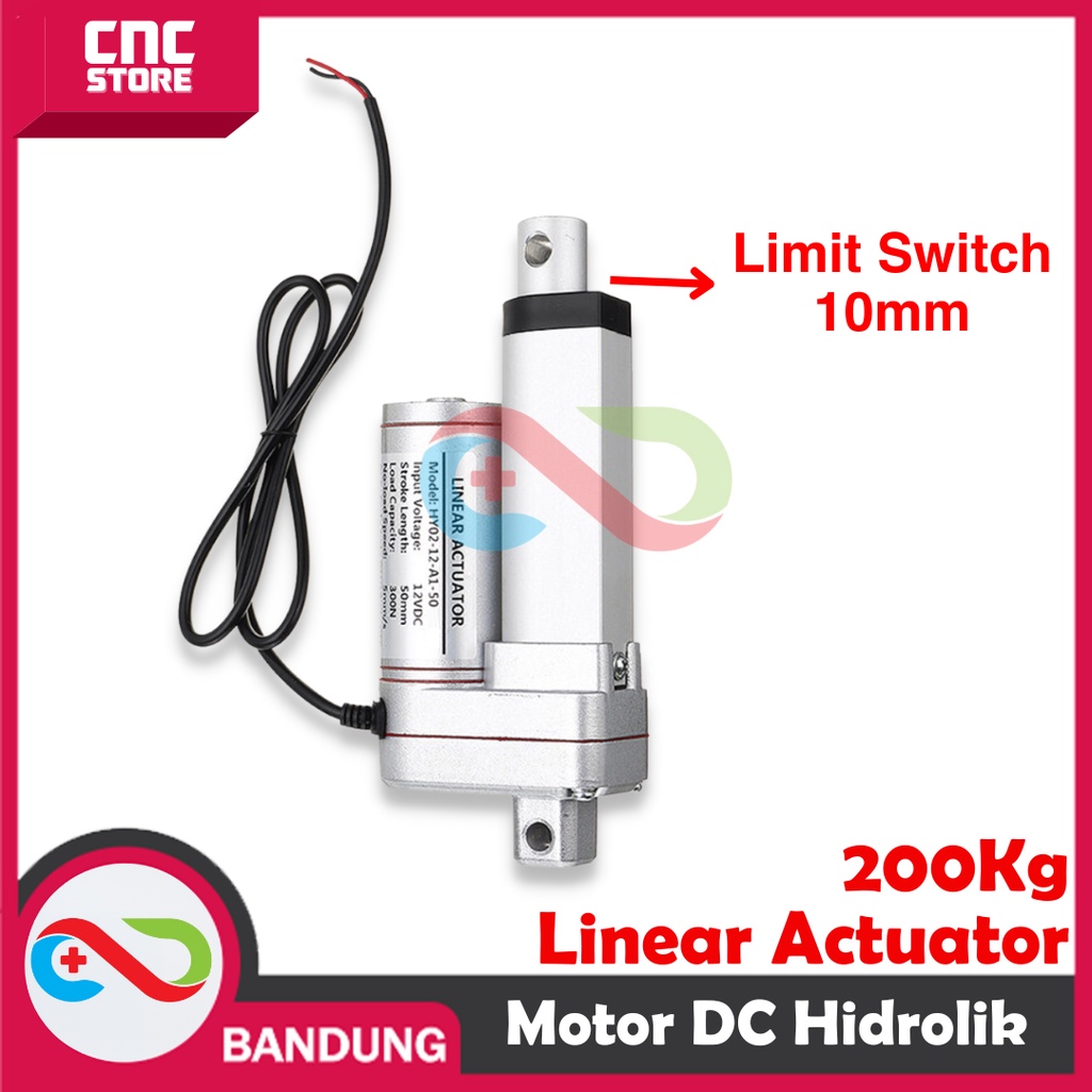 LINEAR ACTUATOR MOTOR DC 12V HIDROLIK HYDRAULIC 10MM 2000N 200KG 1CM