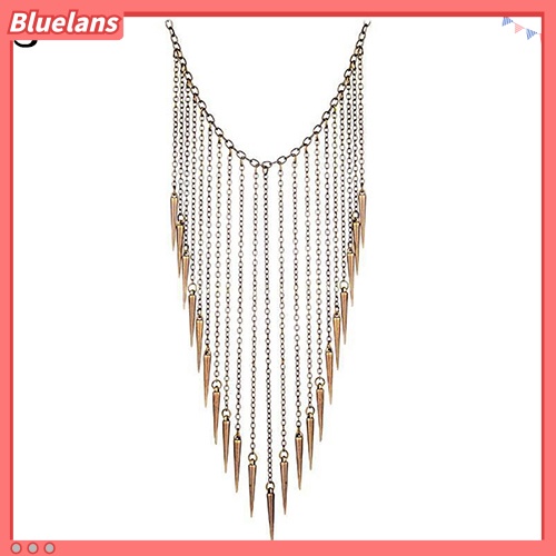 [BLS] Fashion Wanita Paku Keling Panjang Rumbai Liontin Kalung Punk Kerah Perhiasan Hadiah