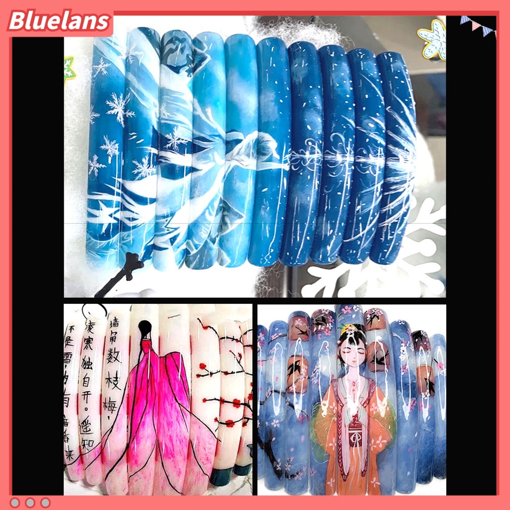 [BLM] 10pcs /Set Tip Kuku Super Panjang Bentuk V Ultra Tipis Jari Manicure DIY Tips Untuk Salon