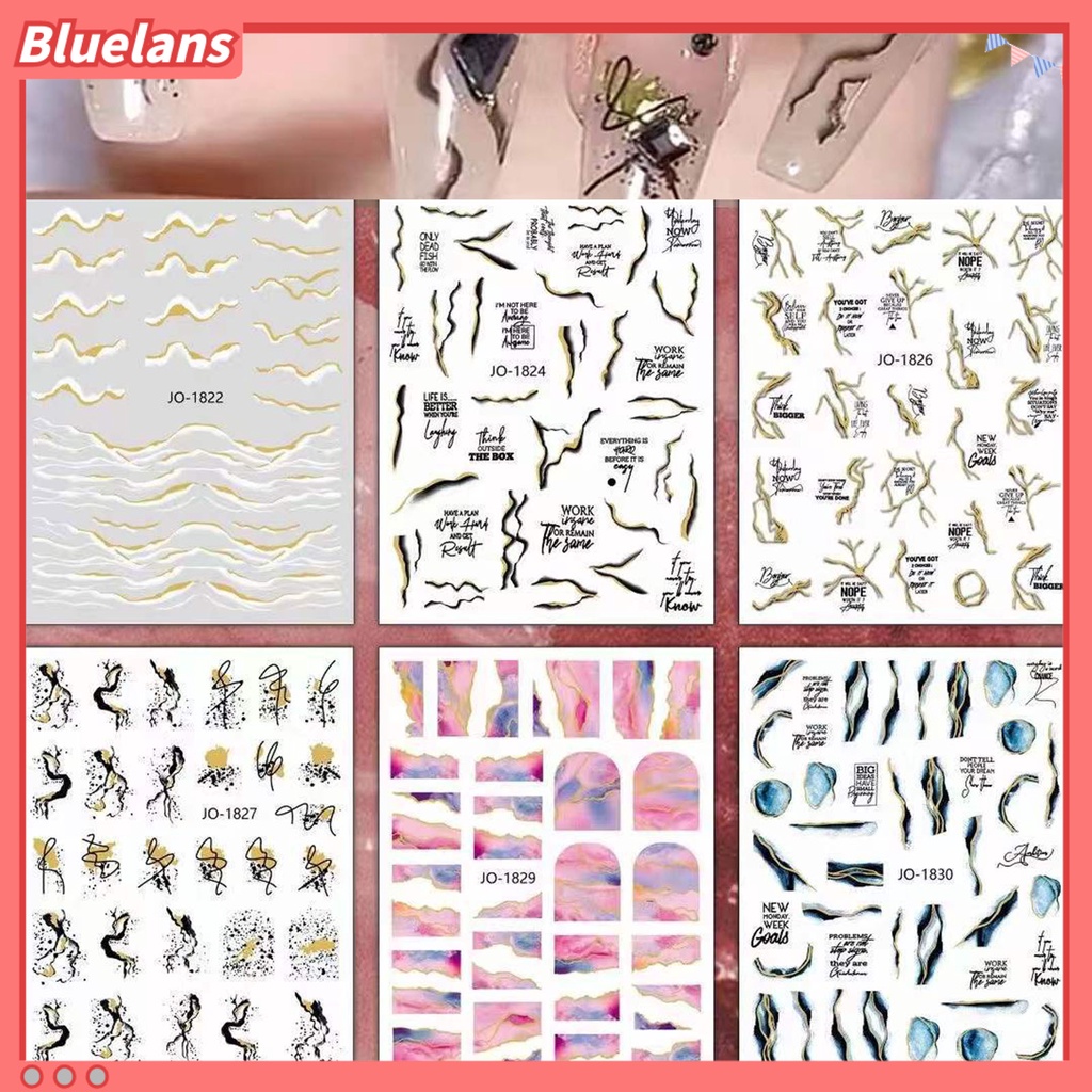 [BLM] Stiker Kuku Indah DIY Ringan Motif Marmer Stiker Kuku Emas Untuk Wanita