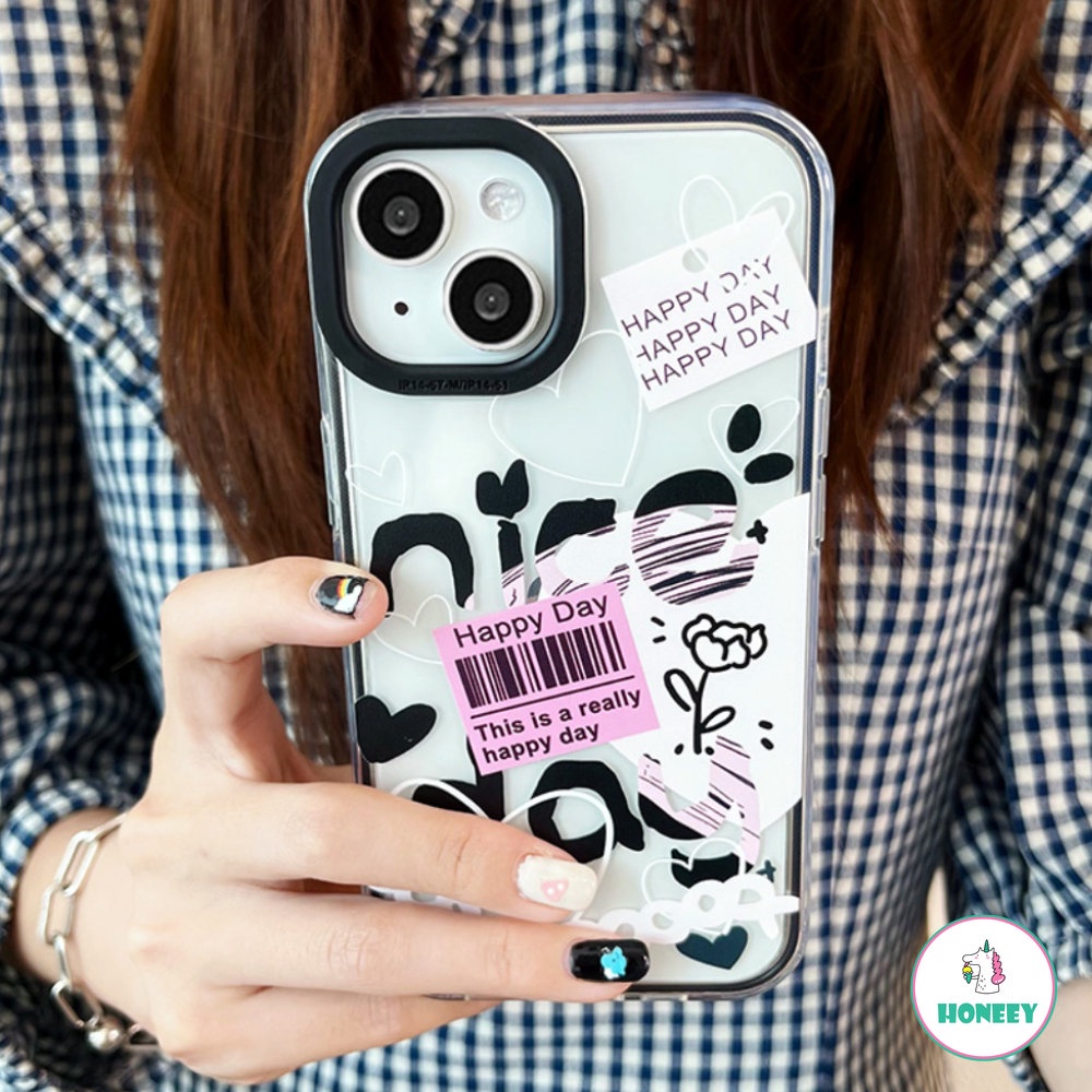 Untuk iPhone 14Pro Max Fashion Inggris Label Bening Casing Apple 14Pro 13 12 11 Pro Max XR XS 7 8plus 2-in-1 Shockproof Back Cover